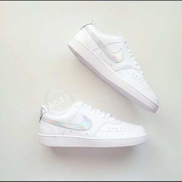 Nike Court Vision Low White/Iridescent/Silver 関税送料込 Nike Court Vision Low White/Rainbow/Silver Women's Shoes